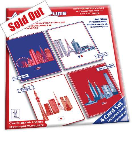 City Icons Up Close Traditional - 4  Card Set £11.99 Includes London, Paris, New York, Tokyo Cards